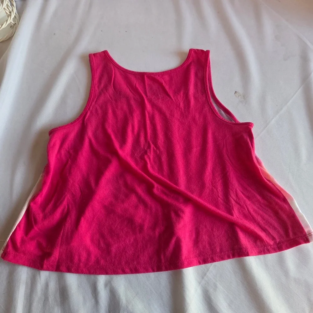 Justice Girls Pink Watercolor Flower Tank Top Sequin Layered Y2K Kidcore Size 12
